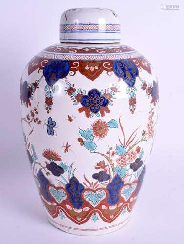 AN UNUSUAL 18TH CENTURY DUTCH FAIENCE DELFT JAR AND