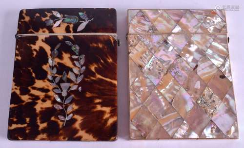 A VICTORIAN TORTOISESHELL CARD CASE together with