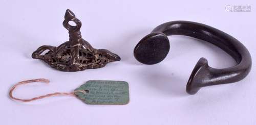 AN 18TH CENTURY BRONZE HENNA SEAL together with a West