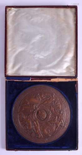 A LARGE VICTORIAN BRONZE MEDALLION presented for