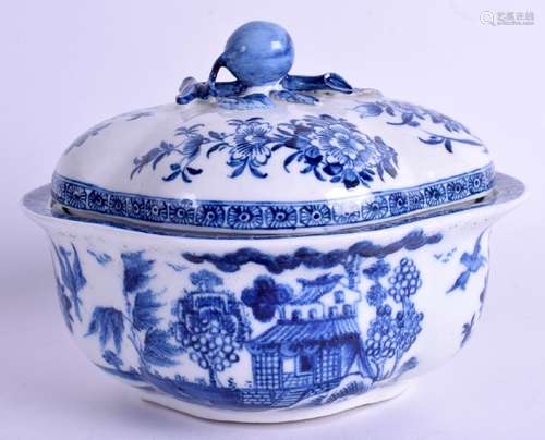 AN 18TH CENTURY DERBY TUREEN AND COVER painted with