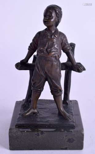 A 19TH CENTURY EUROPEAN BRONZE FIGURE OF A BOY. 10 cm