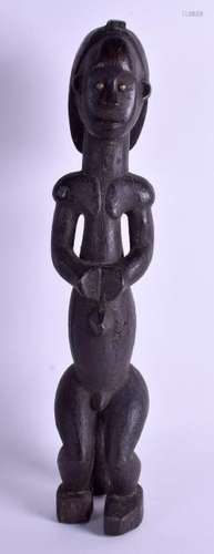 A LARGE AFRICAN TRIBAL HARDWOOD AND BRASS FERTILITY