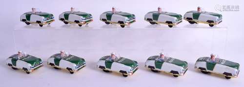 A collection of ten German tinplate police cars,