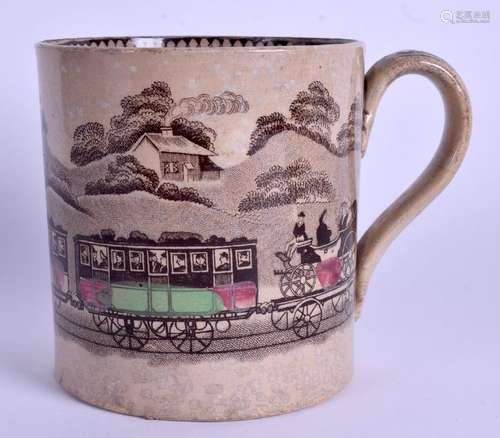 A RARE 19TH CENTURY STAFFORDSHIRE PRINTED TANKARD