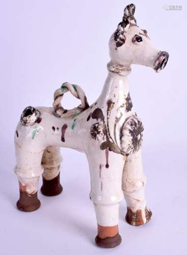 A TURKISH POTTERY CANAKKALE FIGURE OF A HORSE. 26 cm x