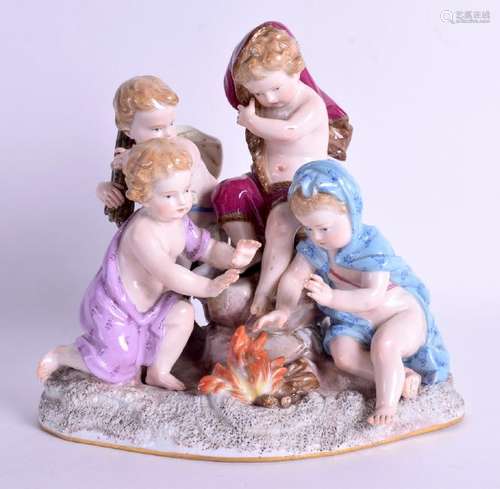 A 19TH CENTURY MEISSEN PORCELAIN FIGURE OF FOUR