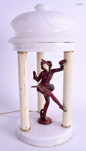 AN UNUSUAL ART DECO PAINTED SPELTER FIGURE in the form