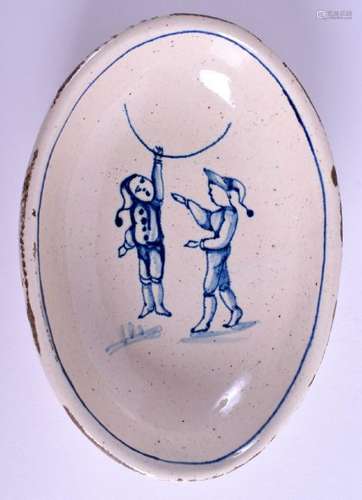 A RARE 18TH CENTURY FRENCH FAIENCE OVAL DISH possibly