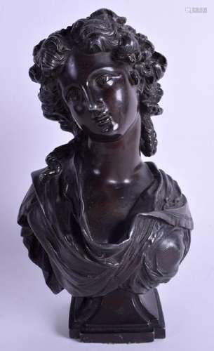 A 19TH CENTURY FRENCH SPELTER BUST OF A FEMALE modelled