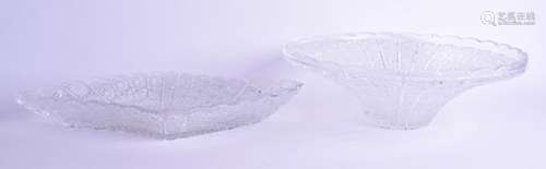 TWO LARGE GOOD QUALITY CUT GLASS DISHES. 40 cm & 39 cm