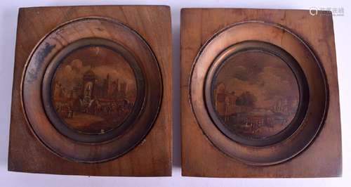 A PAIR OF 19TH CENTURY PAINTED LACQUER MINIATURES.