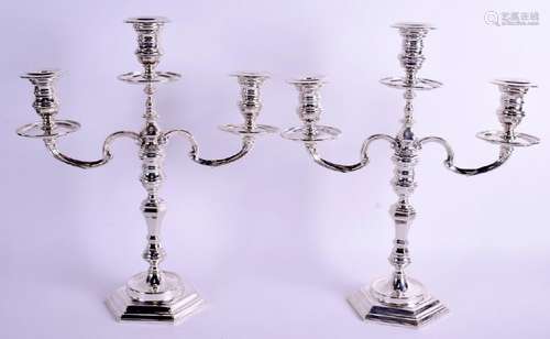 A GOOD PAIR OF CAST IRISH SILVER CANDELABRA. Dublin