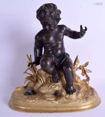 A GOOD EARLY CONTINENTAL BRONZE FIGURE OF A PUTTI