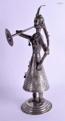 A 1920S MIDDLE EASTERN WHITE METAL FIGURE OF A HORN