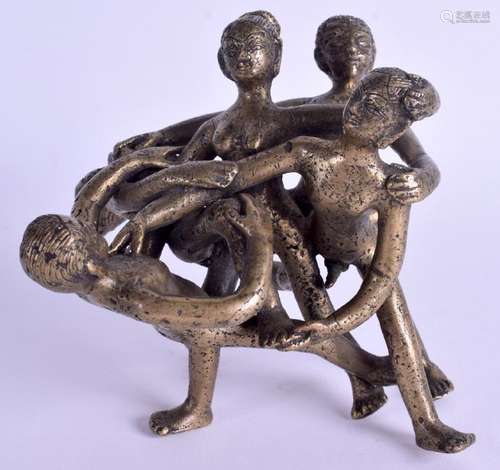 AN UNUSUAL 19TH CENTURY INDIAN BRONZE GROUP OF