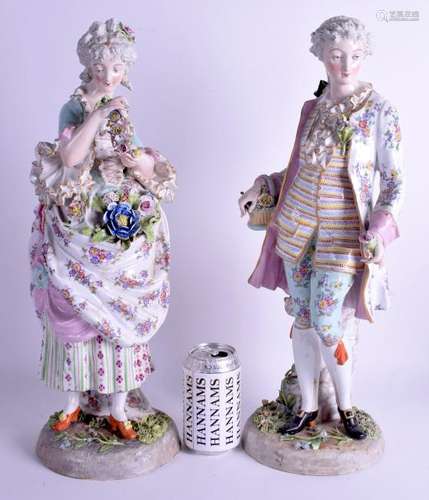 A LARGE PAIR OF 19TH CENTURY GERMAN PORCELAIN FIGURES