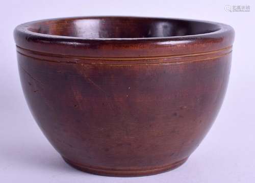 AN 18TH CENTURY TREEN FRUITWOOD MORTAR OR BOWL. 12 cm x