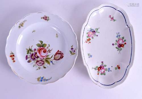 A 19TH CENTURY MEISSEN PLATE together with an 18th