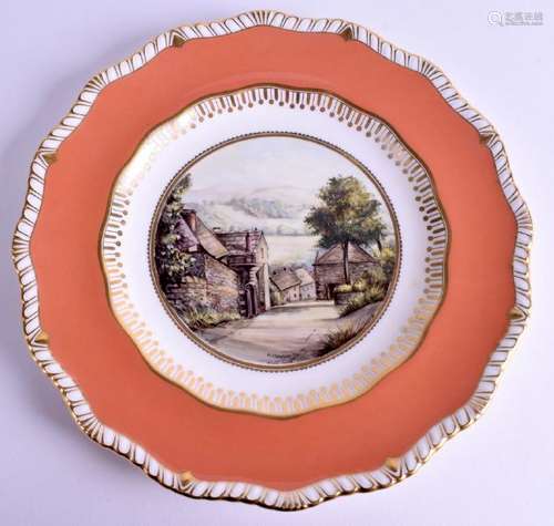 A ROYAL CROWN DERBY PLATE C1973 painted with a scene