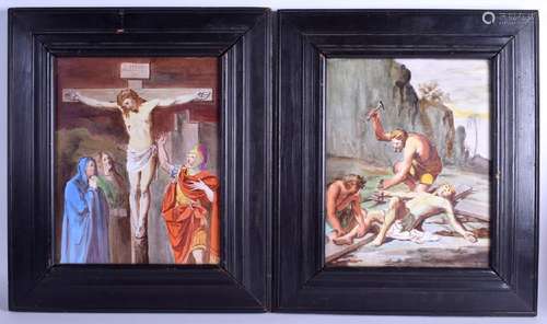 A LARGE PAIR OF 19TH CENTURY FRENCH PORCELAIN PLAQUES