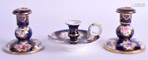 A PAIR OF 19TH CENTURY SPODE CANDLESTICKS together with