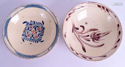 A PAIR OF TURKISH CANAKKALE BOWLS painted with motifs.