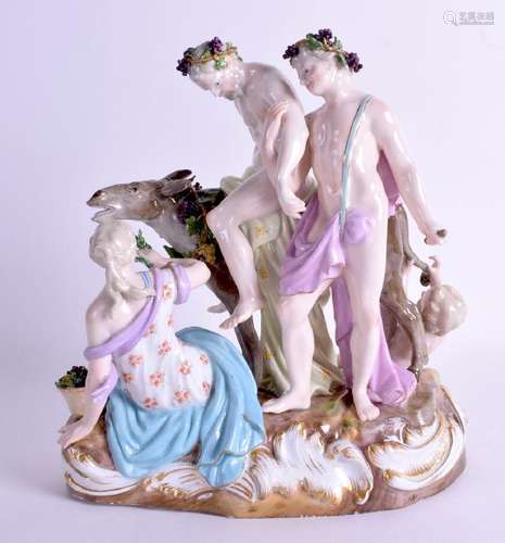 A 19TH CENTURY MEISSEN PORCELAIN FIGURE OF SILENUS