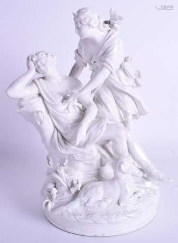 A LARGE 19TH CENTURY ITALIAN WHITE GLAZED FIGURAL GROUP