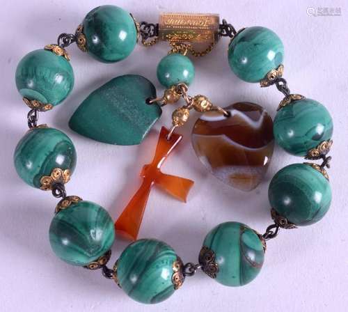 A VICTORIAN MALACHITE GOLD MOUNTED BRACELET, formed