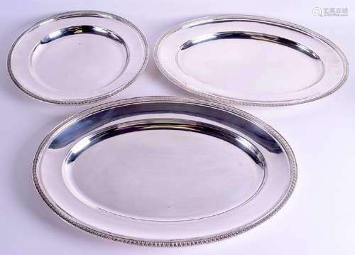 THREE FRENCH CHRISTOFLE SILVER PLATED DISHES. Largest