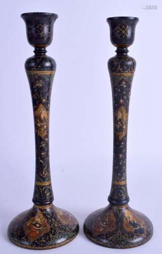 A PAIR OF 19TH CENTURY INDIAN PERSIAN LACQUER