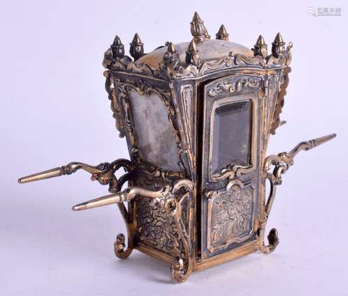 A PORTUGUESE SOLID SILVER SUDAN CHAIR, engraved with