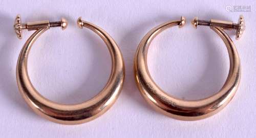 A PAIR OF GOLD EARRINGS. 8.9 grams.