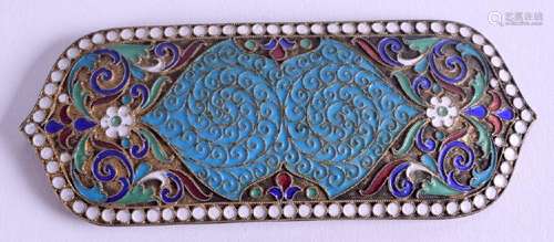 AN ANTIQUE RUSSIAN SILVER GILT AND ENAMEL BUCKLE. 10 cm