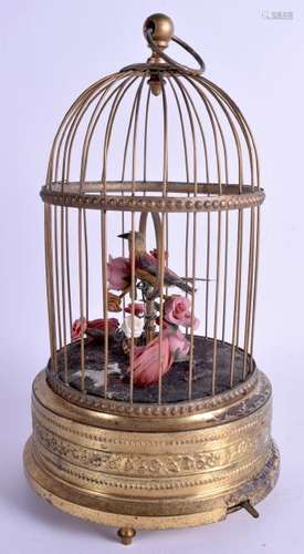 A 1950S GERMAN AUTOMATON SINGING BIRD CAGE. 31 cm high.