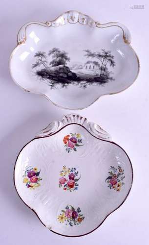 TWO EARLY 19TH CENTURY ENGLISH SHELL SHAPED DISHES One