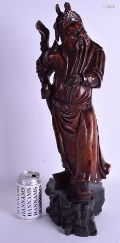 A LARGE 19TH CENTURY CHINESE CARVED ROOTWOOD FIGURE OF