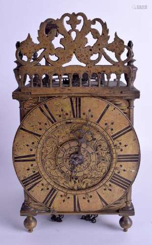 A 17TH CENTURY ENGLISH BRASS LONDON LANTERN CLOCK C1675