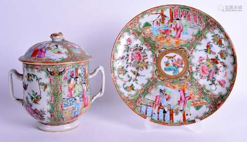 A MID 19TH CENTURY CHINESE CANTON FAMILLE ROSE TWIN