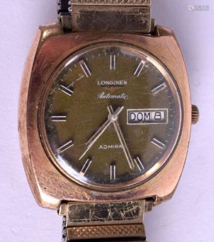 A RARE LONGINES AUTOMATIC GREEN DIAL ADMIRAL