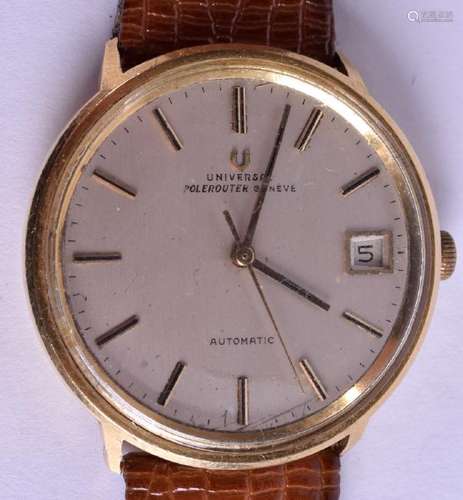 A RARE 18CT GOLD UNIVERSAL POLEROUTER WRIST WATCH. 3.25