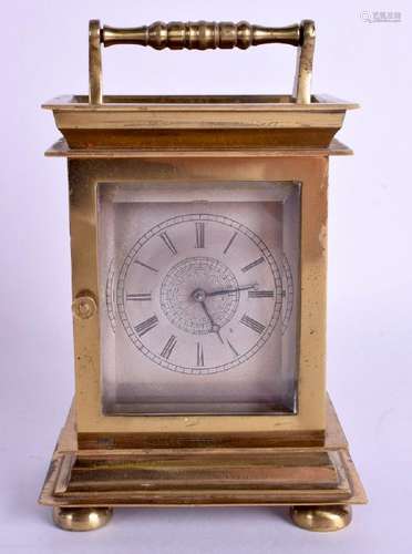 AN UNUSUAL 19TH CENTURY FRENCH BRASS CARRIAGE CLOCK