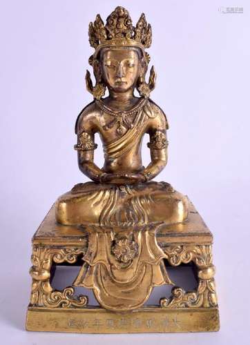 AN 18TH CENTURY CHINESE GILT BRONZE FIGURE OF AMITAYUS