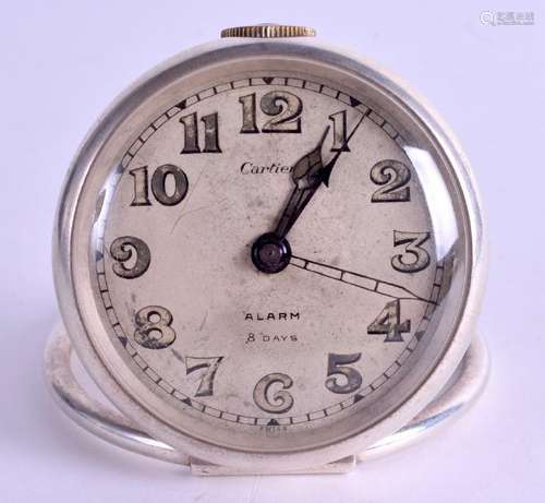 A 1920S FRENCH CARTIER 8 DAY FOLDING ALARM CLOCK with