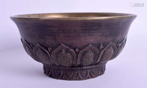 AN 18TH CENTURY CHINESE TIBETAN BRONZE LOTUS BOWL