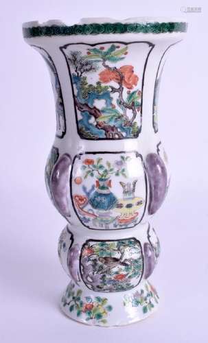 A 19TH CENTURY CHINESE FAMILLE VERTE GU PORCELAIN VASE