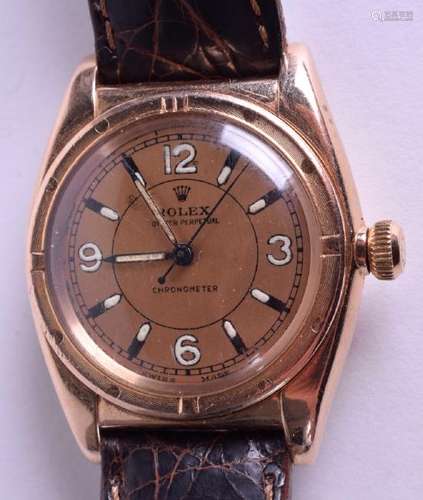 A RARE 1930S ROSE GOLD ROLEX  OYSTER BUBBLEBACK WRIST