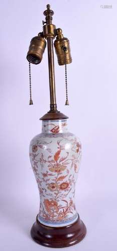 A 17TH CENTURY CHINESE IRON RED KANGXI VASE converted