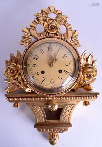 A GILTWOOD CONTINENTAL CARTEL CLOCK. 33 cm x 50 cm.